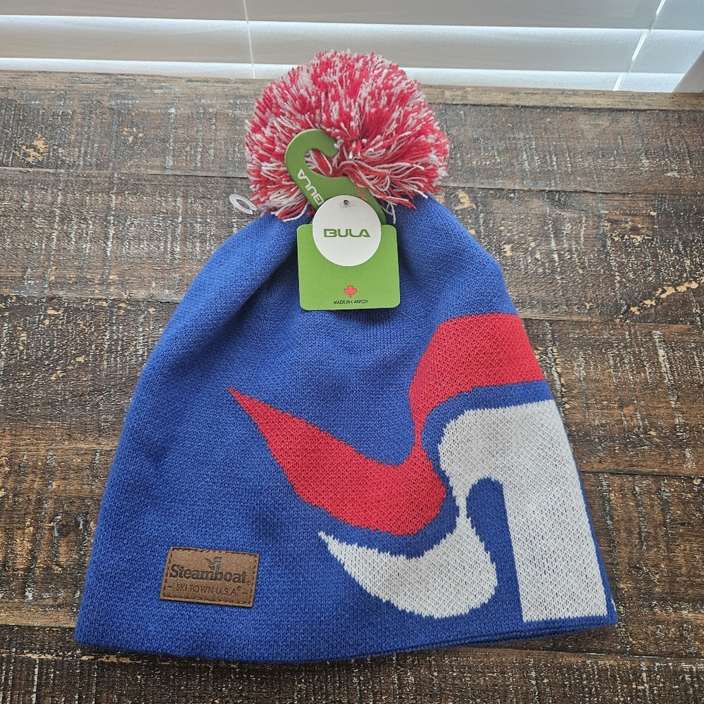 Bula Steamboat Springs Beanie Pom Pom Winter Stocking Hat Blue Cobalt NEW